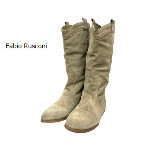 【Fabio Rusconi】ファビオルスコーニ（イタリア）ミドル丈　ボア　スエードブーツ　ウエスタン（未使用）23cm