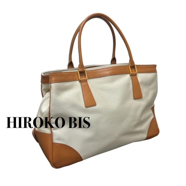 HIROKO BIS】コシノヒロコ キャンパス地 ボストンバッグ（中古品-良い